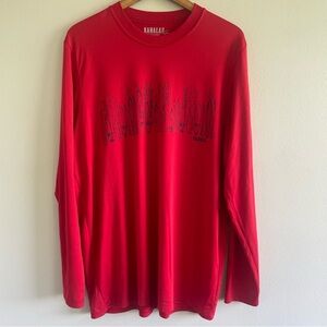 Kahala Hawaii Sport Men's Long Sleeve Tee Surfboard Print Red Size XL